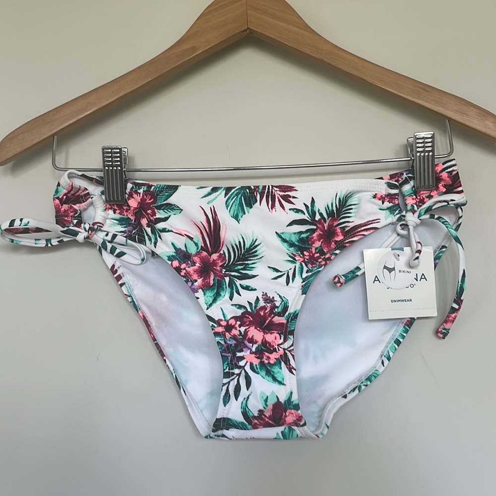 Arizona Tropical Printed Floral Detail Bikini Bottom Sz S NWT